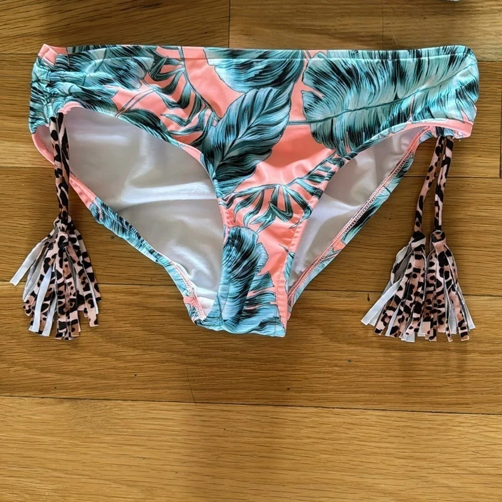 Seafolly Tropical Floral Leopard Print Two Piece Bikini Girls 12
